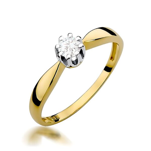 Pierścionek z diamentem laboratoryjnym 0,20 ct, żółte złoto 585