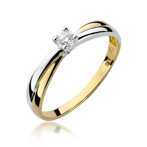 Pierścionek zaręczynowy z brylantem 0,08 ct, żółte złoto 585
