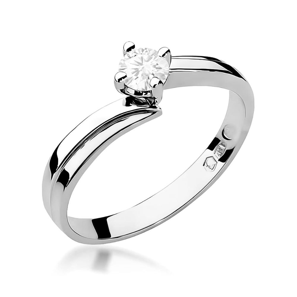Pierścionek z diamentem laboratoryjnym 0,25 ct, białe złoto 585
