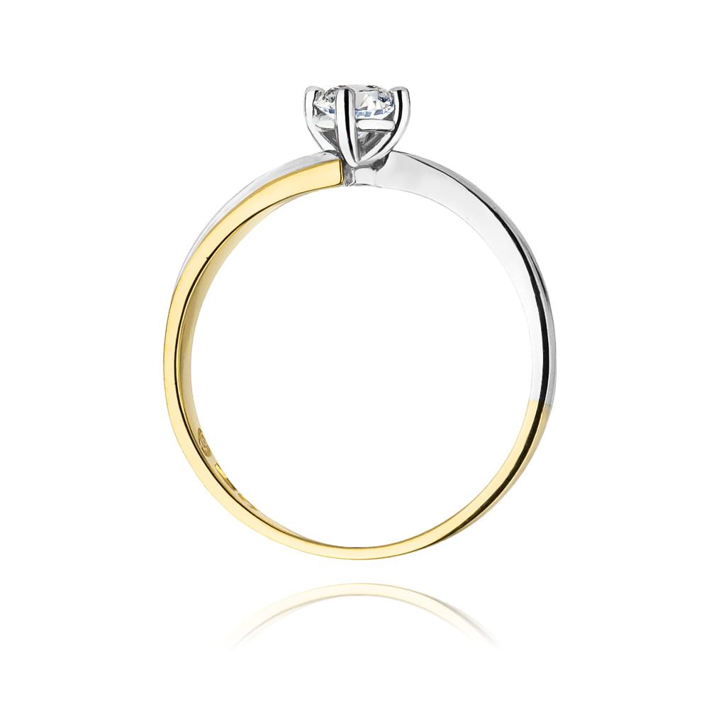 Pierścionek z diamentem laboratoryjnym 0,25 ct, żółte złoto 585