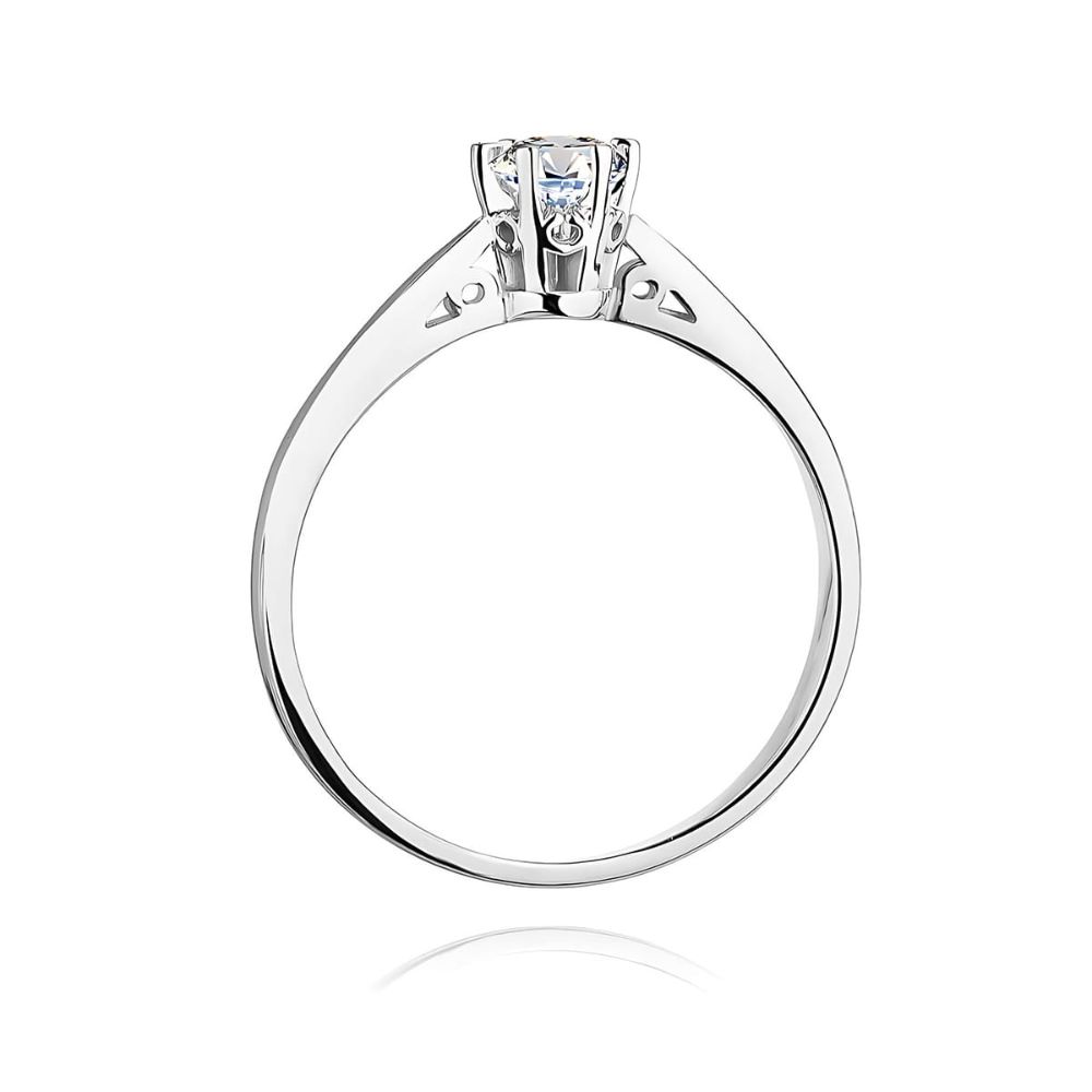 Pierścionek zaręczynowy z brylantem 0,25 ct, białe złoto 585