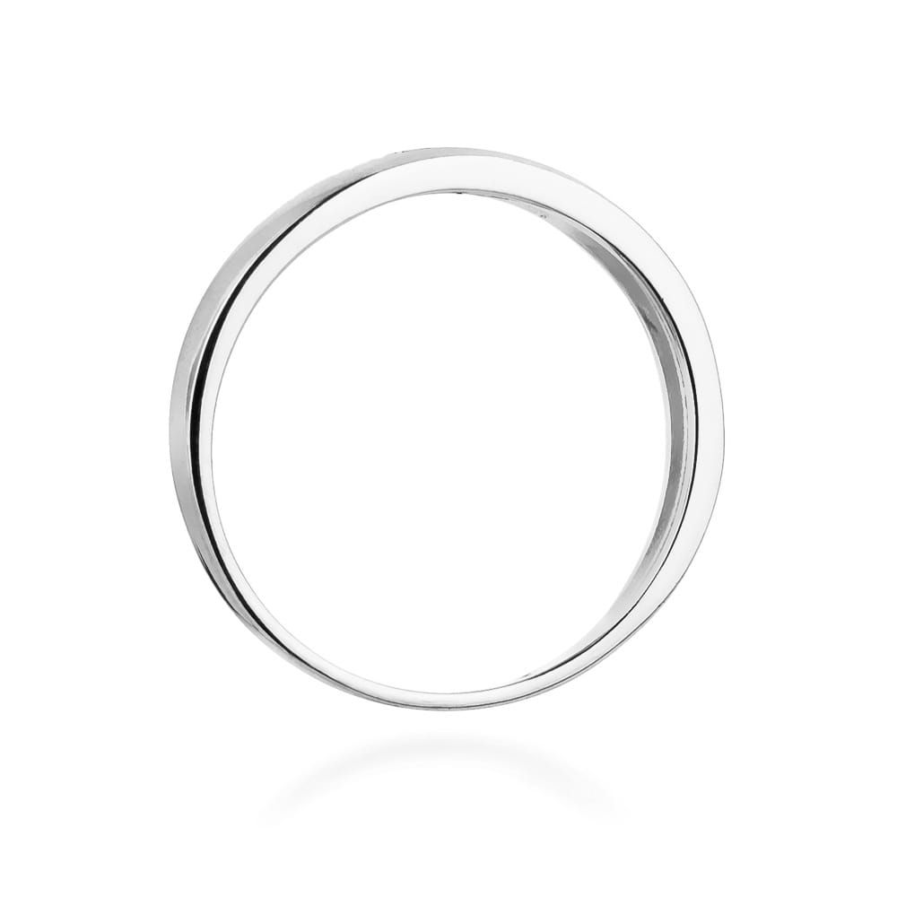 Pierścionek z czarnymi brylantami 0,04 ct, białe złoto 585