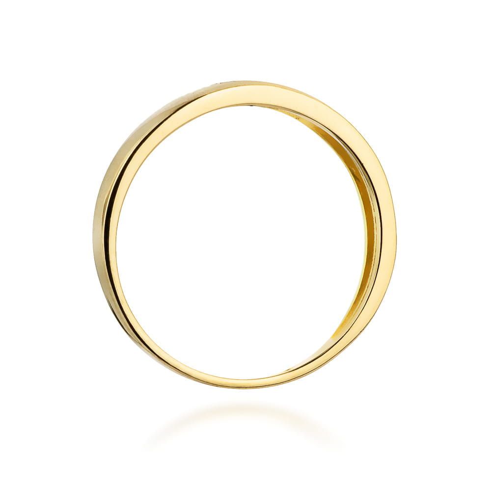 Pierścionek z czarnymi brylantami 0,04 ct, żółte złoto 585