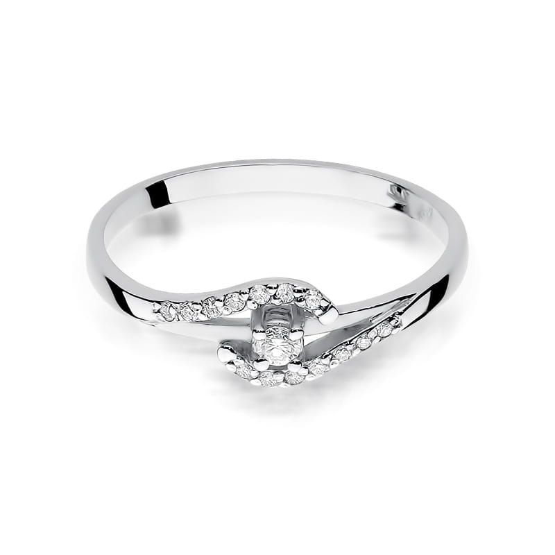 Pierścionek z brylantami 0,11 ct, białe złoto 585