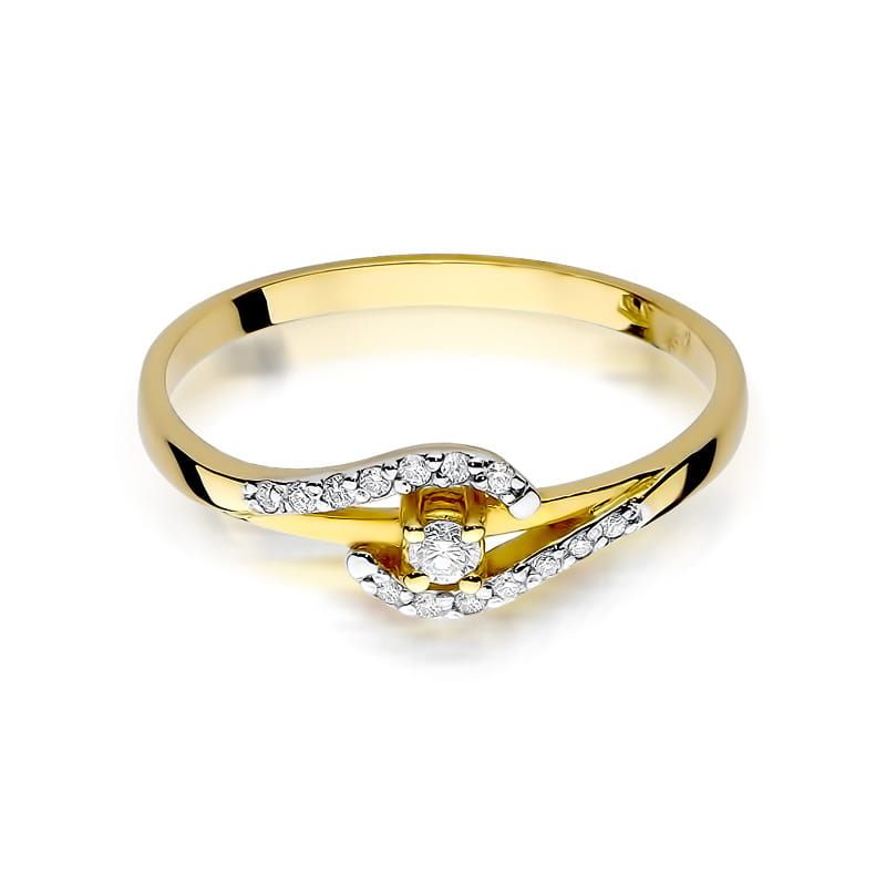 Pierścionek z brylantami 0,11 ct, żółte złoto 585