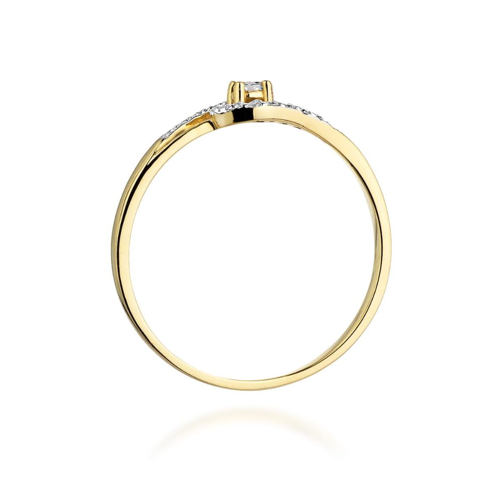 Pierścionek z brylantami 0,11 ct, żółte złoto 585