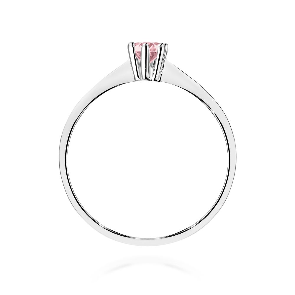 Pierścionek z różowym diamentem laboratoryjnym 0,15 ct, białe złoto 585