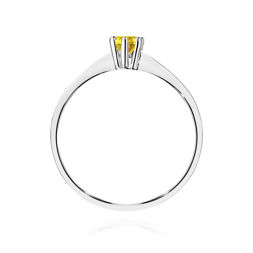 Pierścionek z żółtym diamentem laboratoryjnym 0,15 ct, białe złoto 585
