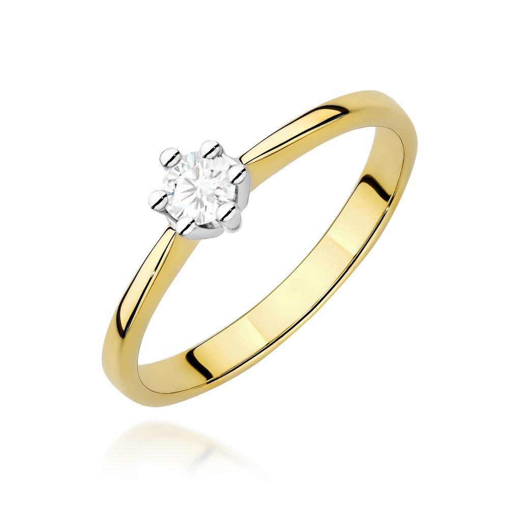 Pierścionek z diamentem laboratoryjnym 0,15 ct, żółte złoto 585