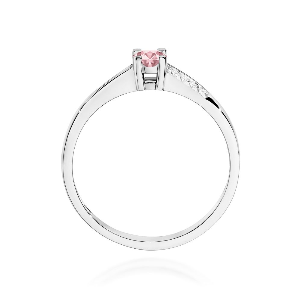 Pierścionek z różowym diamentem laboratoryjnym 0,19 ct, białe złoto 585