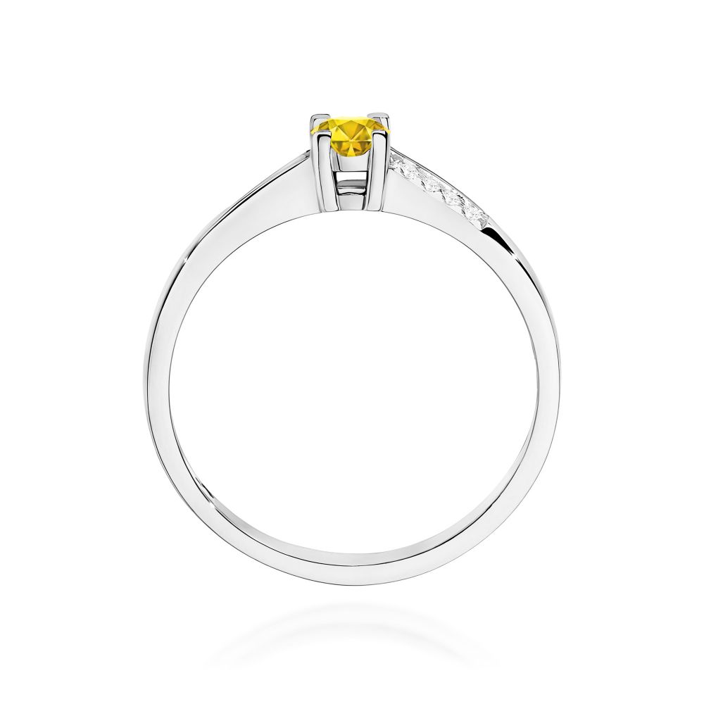 Pierścionek z żółtym diamentem laboratoryjnym 0,19 ct, białe złoto 585