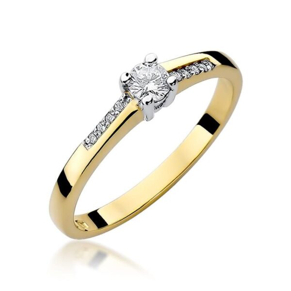 Pierścionek z brylantami 0,19 ct, żółte złoto 585