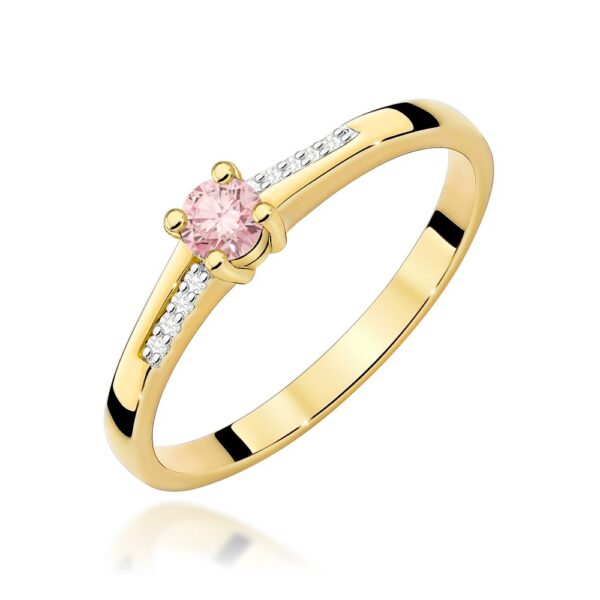 Pierścionek z różowym diamentem laboratoryjnym 0,19 ct, żółte złoto 585