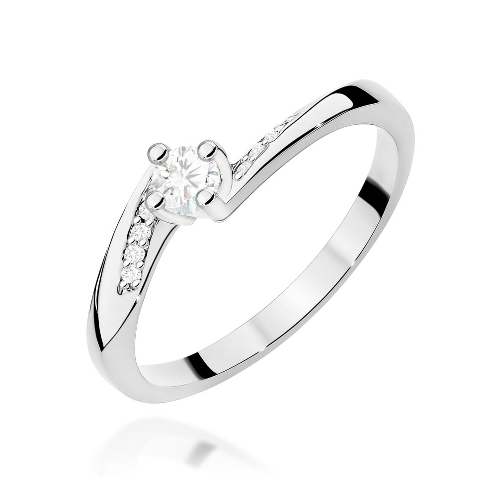 Pierścionek z brylantami 0,14 ct, białe złoto 585