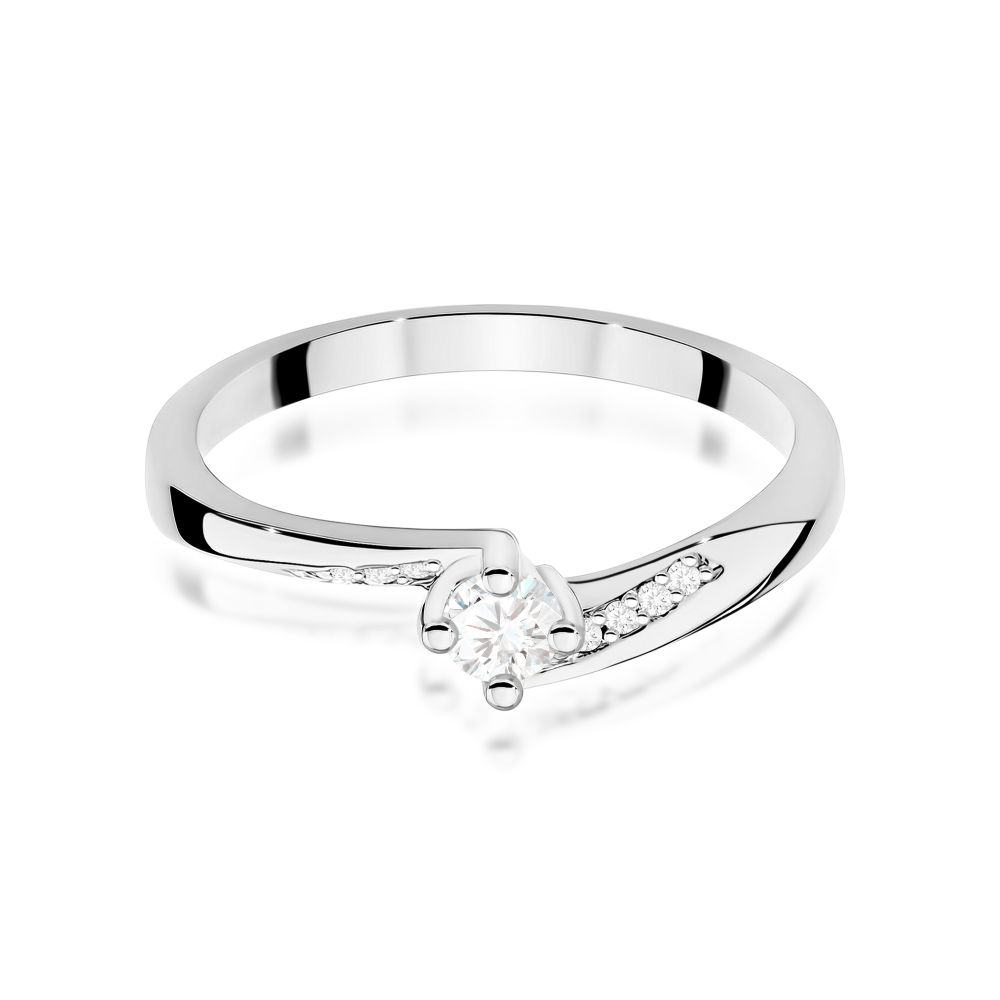 Pierścionek z brylantami 0,14 ct, białe złoto 585