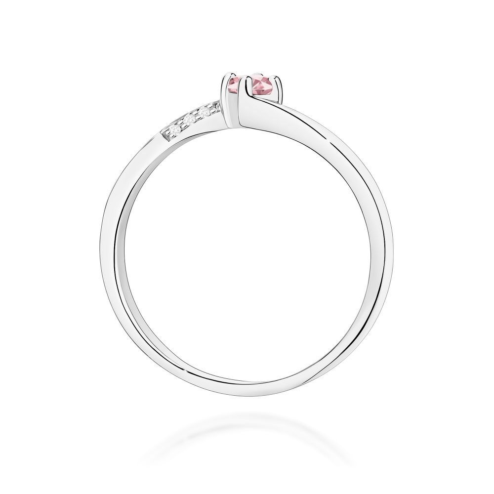 Pierścionek z różowym diamentem laboratoryjnym 0,19 ct, białe złoto 585