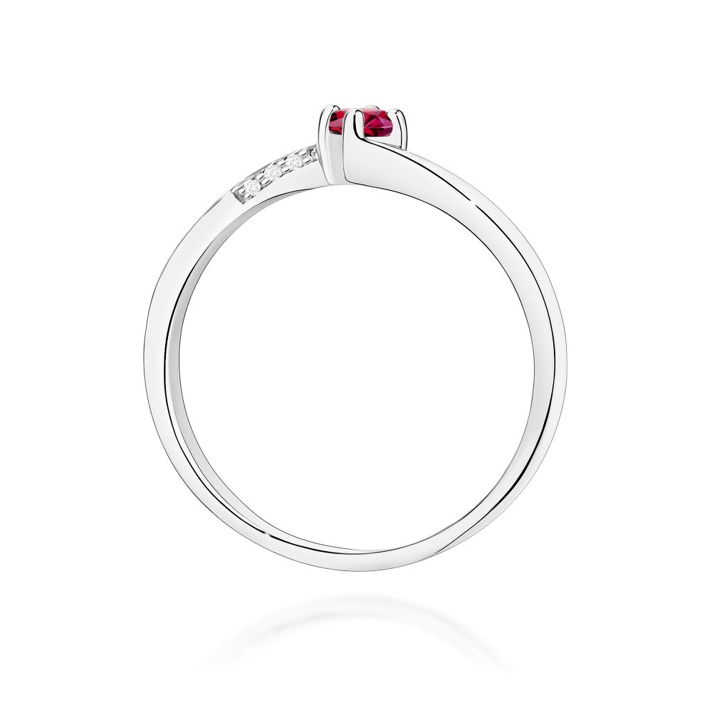 Pierścionek z rubinem 0,15 ct i brylantami, białe złoto 585