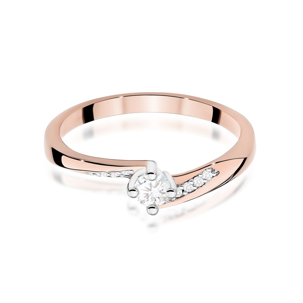 Pierścionek z brylantami 0,14 ct, różowe złoto 585