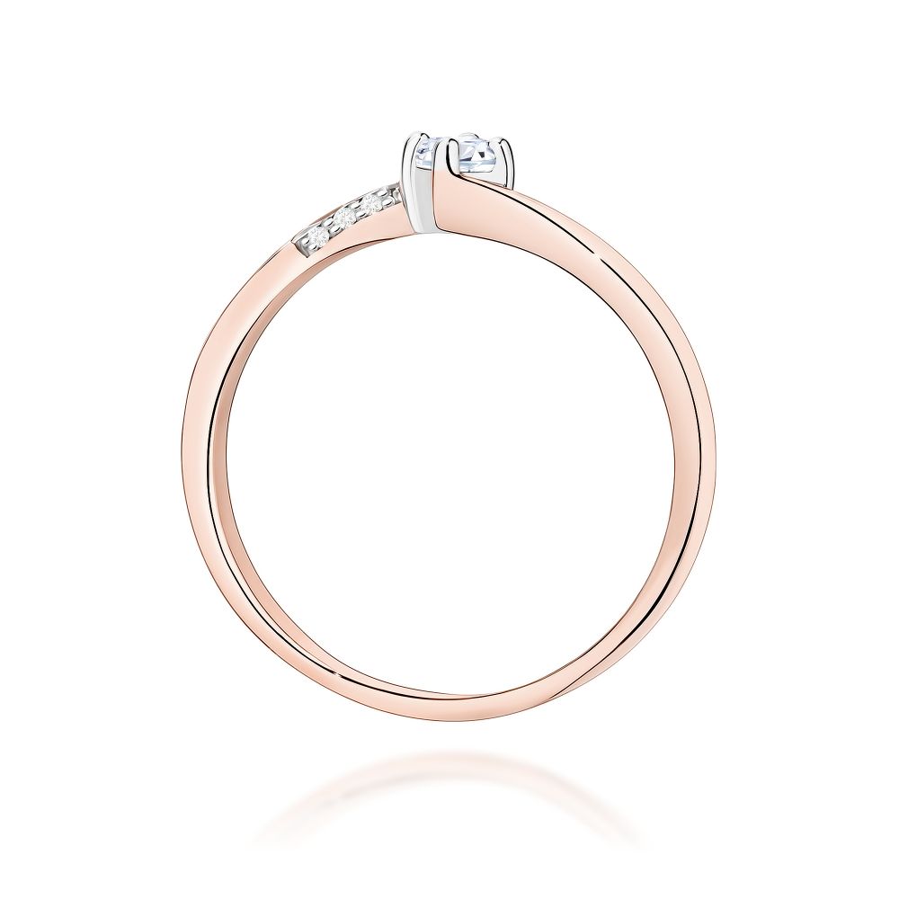 Pierścionek z brylantami 0,14 ct, różowe złoto 585