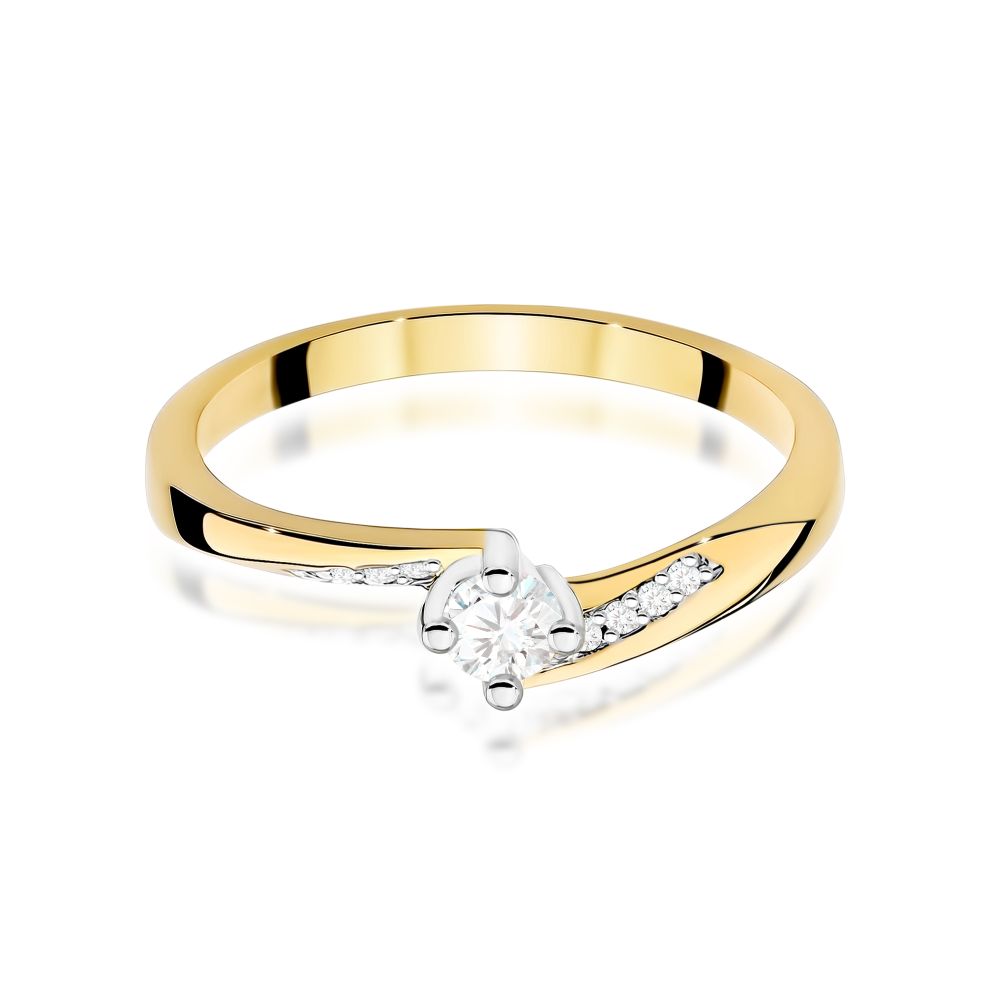 Pierścionek z brylantami 0,14 ct, żółte złoto 585