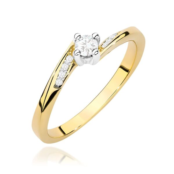 Pierścionek z brylantami 0,19 ct, żółte złoto 585