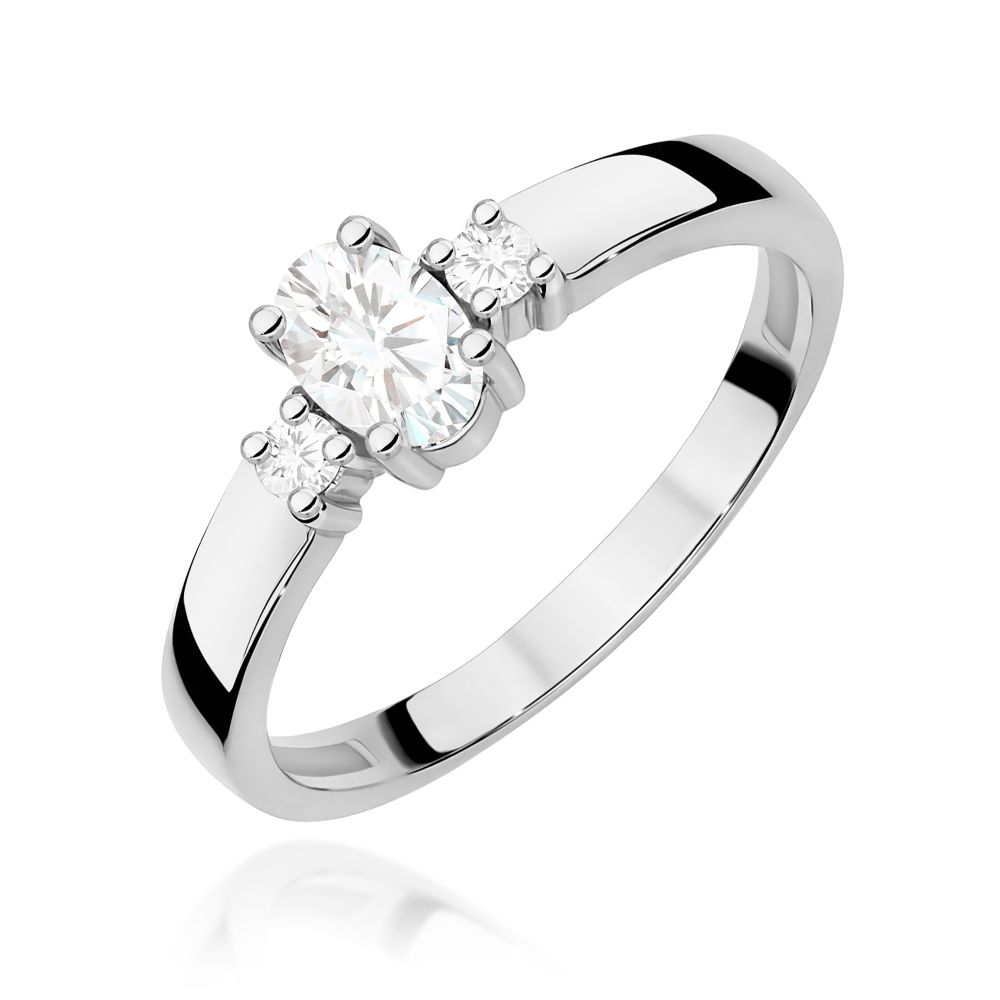 Pierścionek z diamentem laboratoryjnym 0,48 ct, białe złoto 585