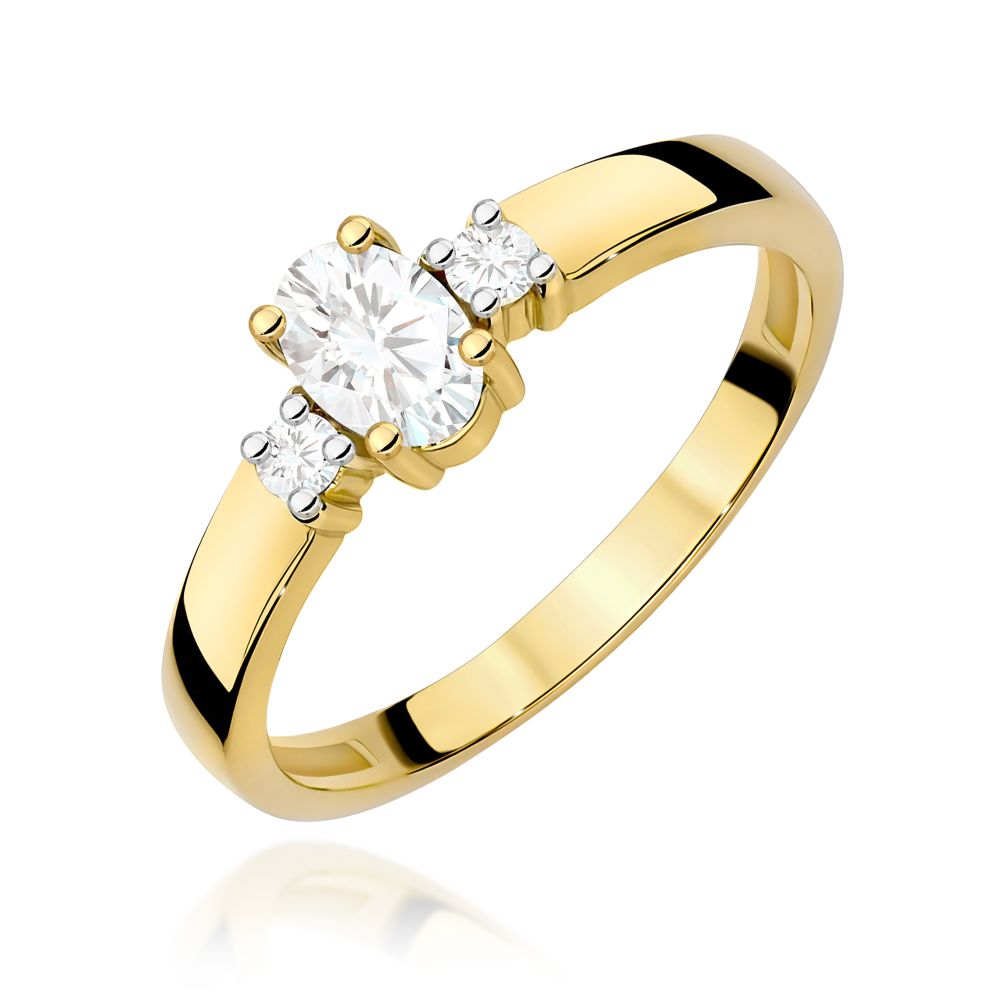 Pierścionek z diamentem laboratoryjnym 0,48 ct, żółte złoto 585