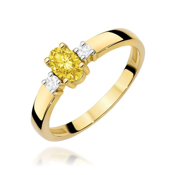 Pierścionek z żółtym diamentem laboratoryjnym 0,58 ct, żółte złoto 585
