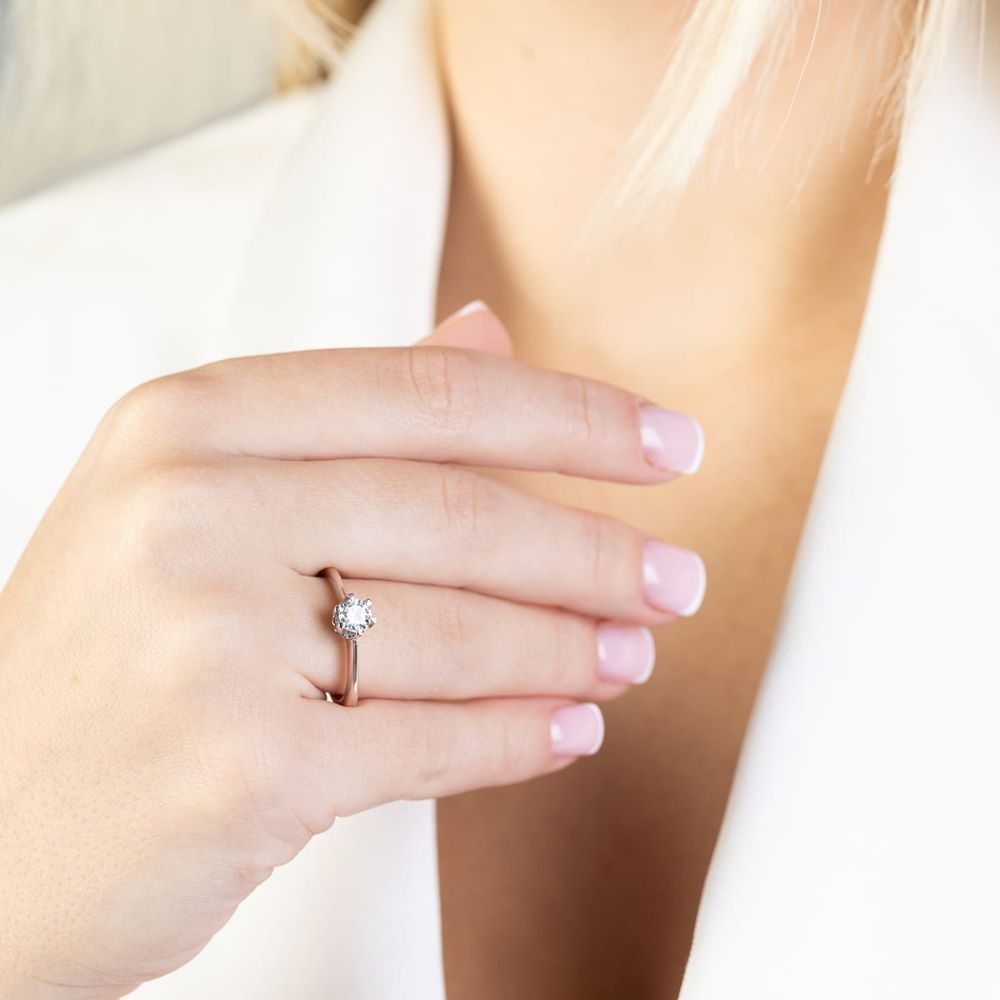 Pierścionek z diamentem laboratoryjnym 0,30 ct, różowe złoto 585