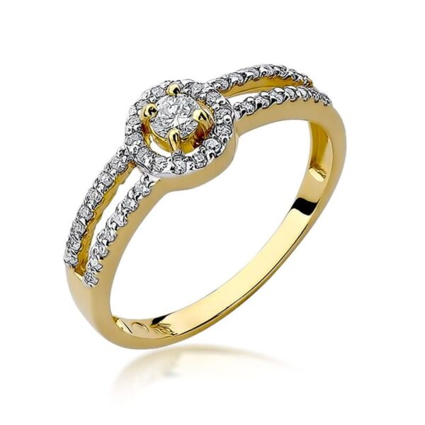 Pierścionek z brylantami 0,31 ct, żółte złoto 585