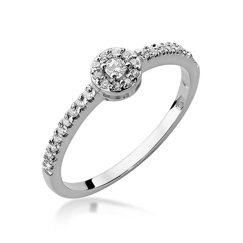 Pierścionek z brylantami 0,19 ct, białe złoto 585
