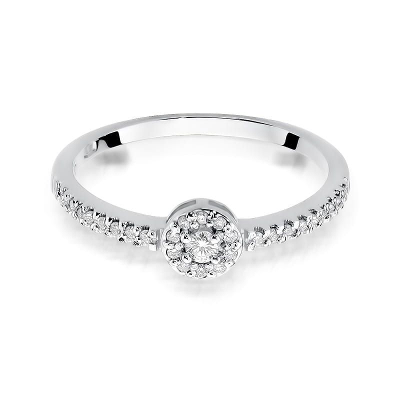 Pierścionek z brylantami 0,19 ct, białe złoto 585