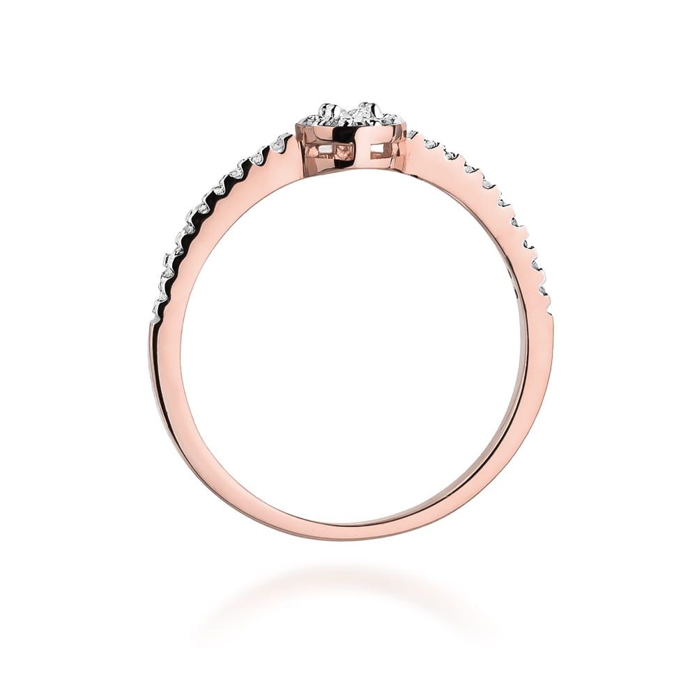 Pierścionek z brylantami 0,19 ct, różowe złoto 585