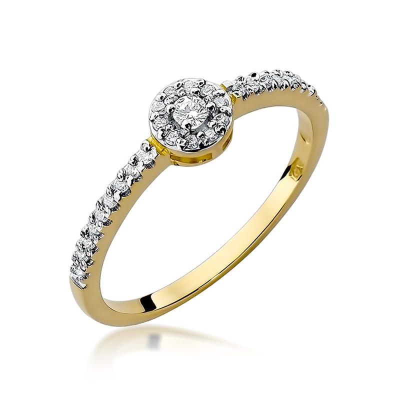 Pierścionek z brylantami 0,19 ct, żółte złoto 585