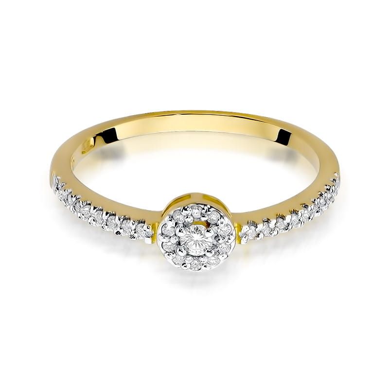 Pierścionek z brylantami 0,19 ct, żółte złoto 585