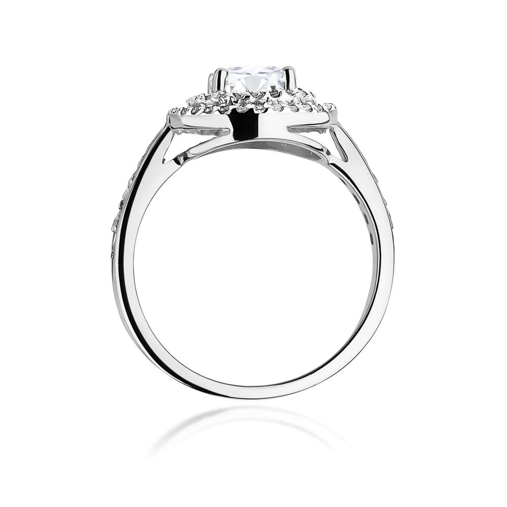 Pierścionek z diamentem laboratoryjnym 1,12 ct, białe złoto 585