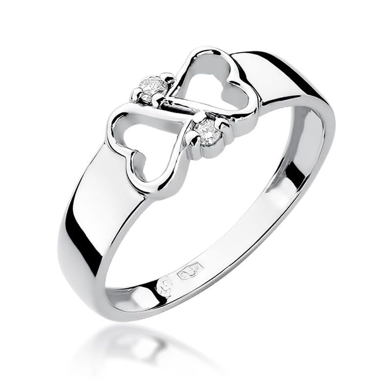 Pierścionek z brylantami 0,04 ct, białe złoto 585