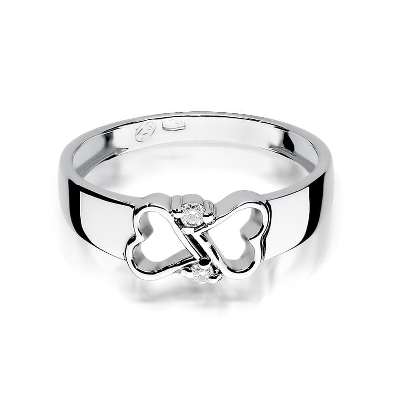 Pierścionek z brylantami 0,04 ct, białe złoto 585