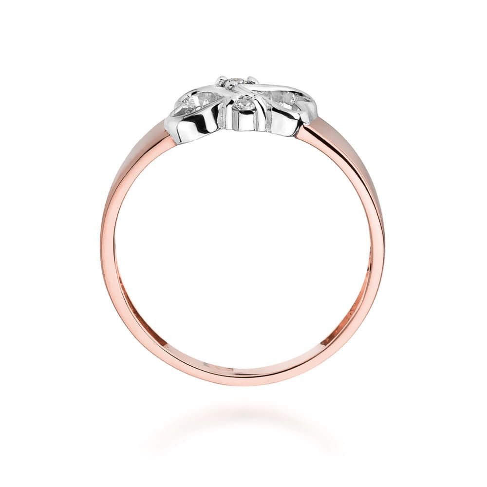 Pierścionek z brylantami 0,04 ct, różowe złoto 585