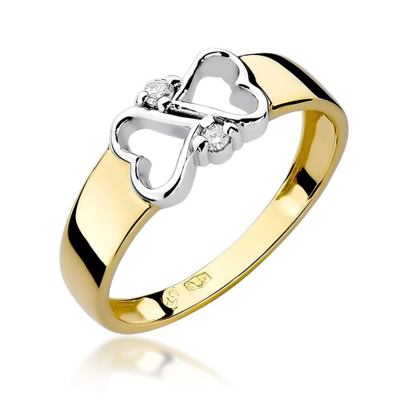 Pierścionek z brylantami 0,04 ct, żółte złoto 585