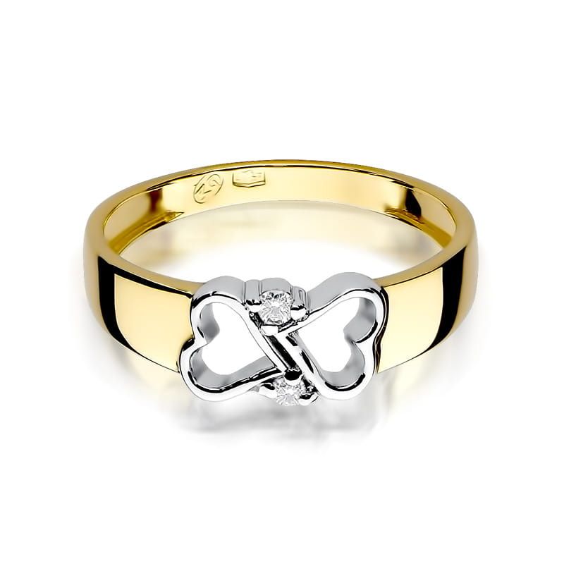 Pierścionek z brylantami 0,04 ct, żółte złoto 585