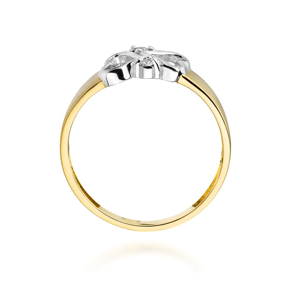 Pierścionek z brylantami 0,04 ct, żółte złoto 585