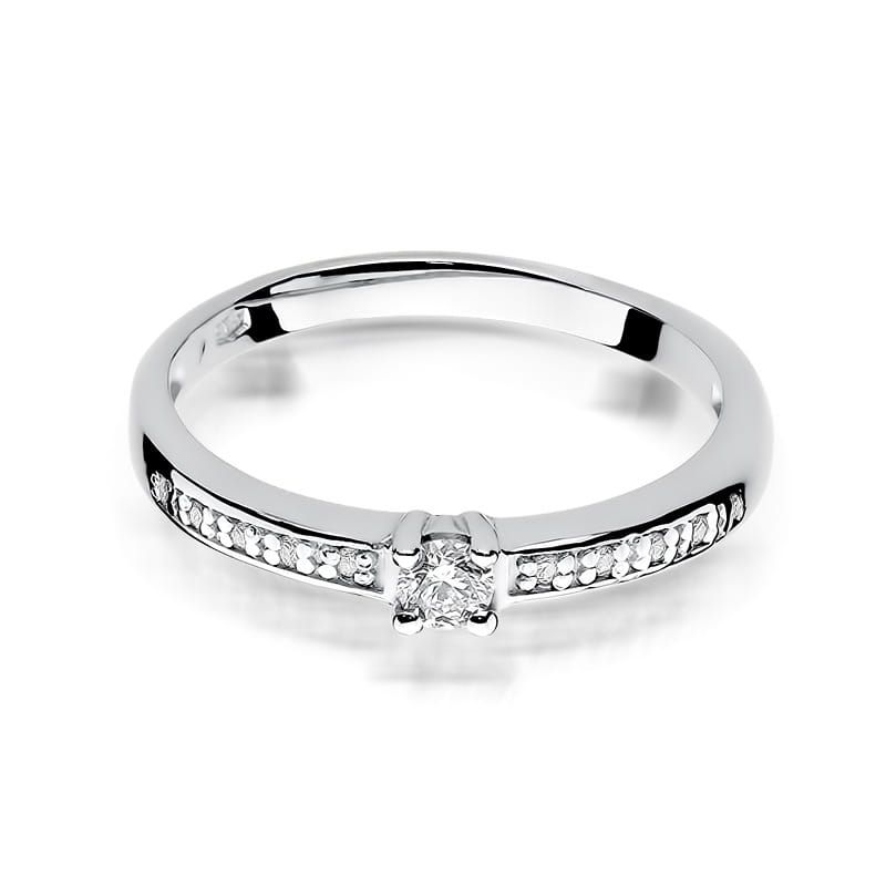 Pierścionek z brylantami 0,13 ct, białe złoto 585