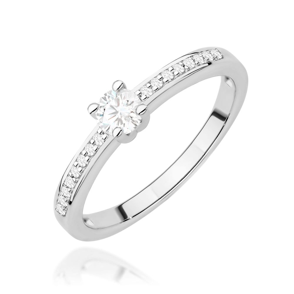 Pierścionek z diamentem laboratoryjnym 0,28 ct, białe złoto 585