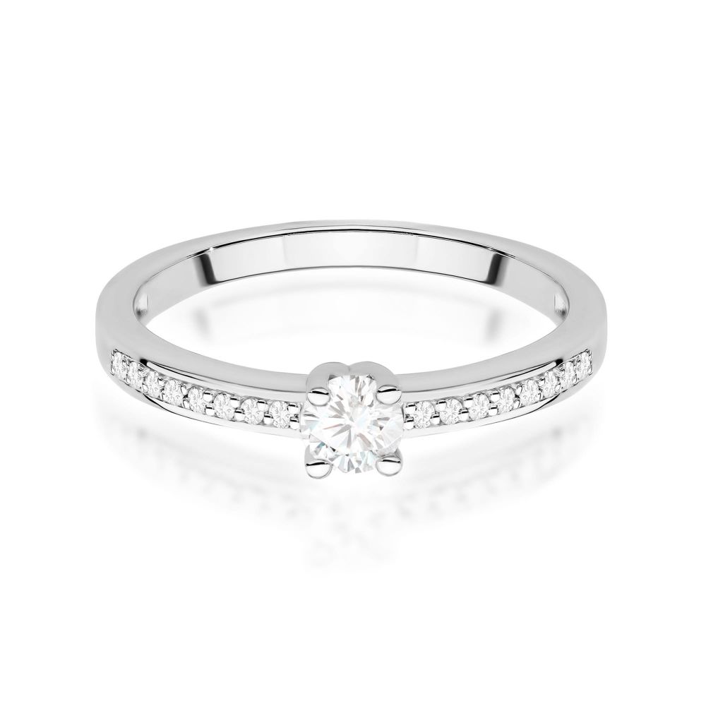 Pierścionek z diamentem laboratoryjnym 0,28 ct, białe złoto 585