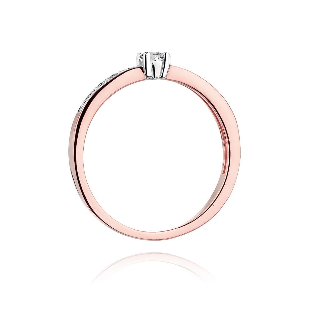 Pierścionek z brylantami 0,13 ct, różowe złoto 585