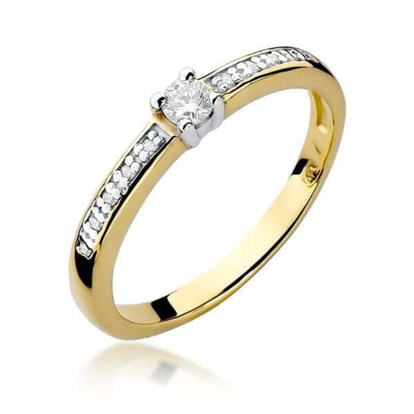Pierścionek z brylantami 0,13 ct, żółte złoto 585