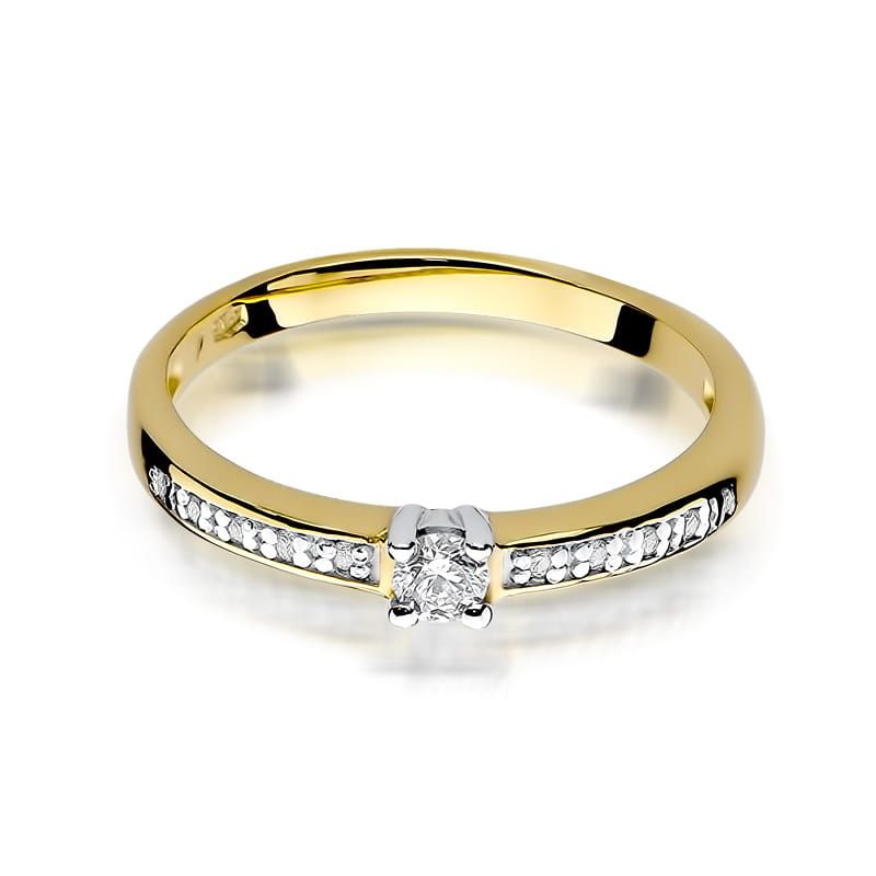 Pierścionek z brylantami 0,13 ct, żółte złoto 585