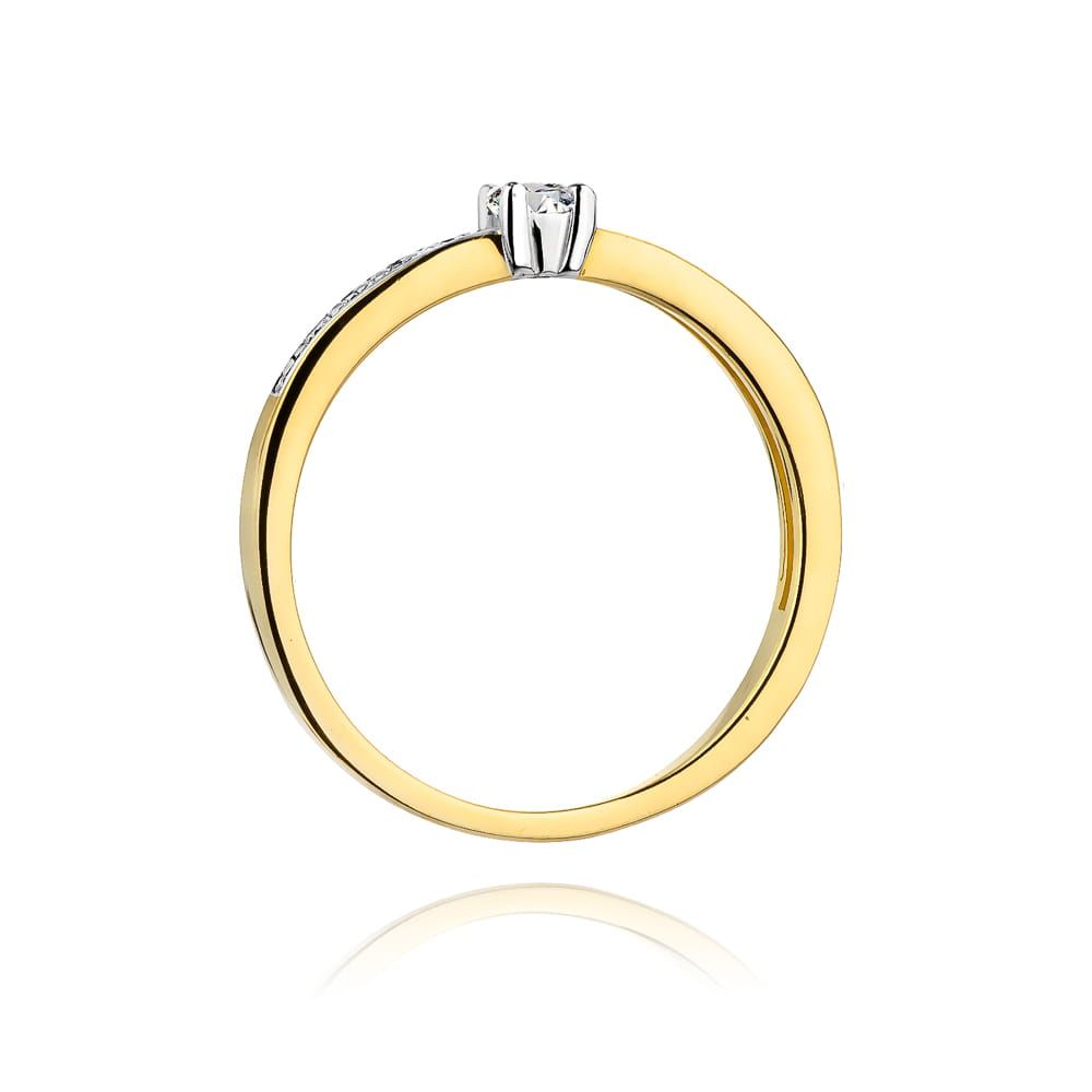 Pierścionek z brylantami 0,13 ct, żółte złoto 585