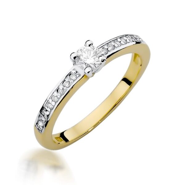 Pierścionek z brylantami 0,28 ct, żółte złoto 585